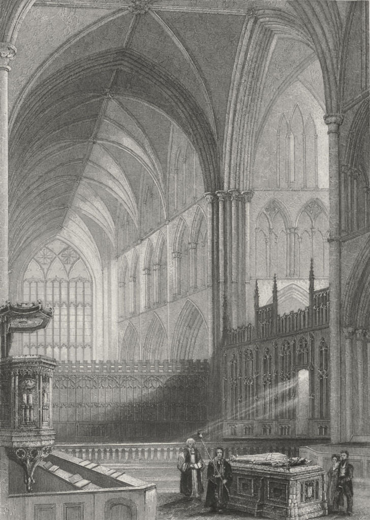 WORCS. Worcester, Cathedral, choir c1850 old antique vintage print picture